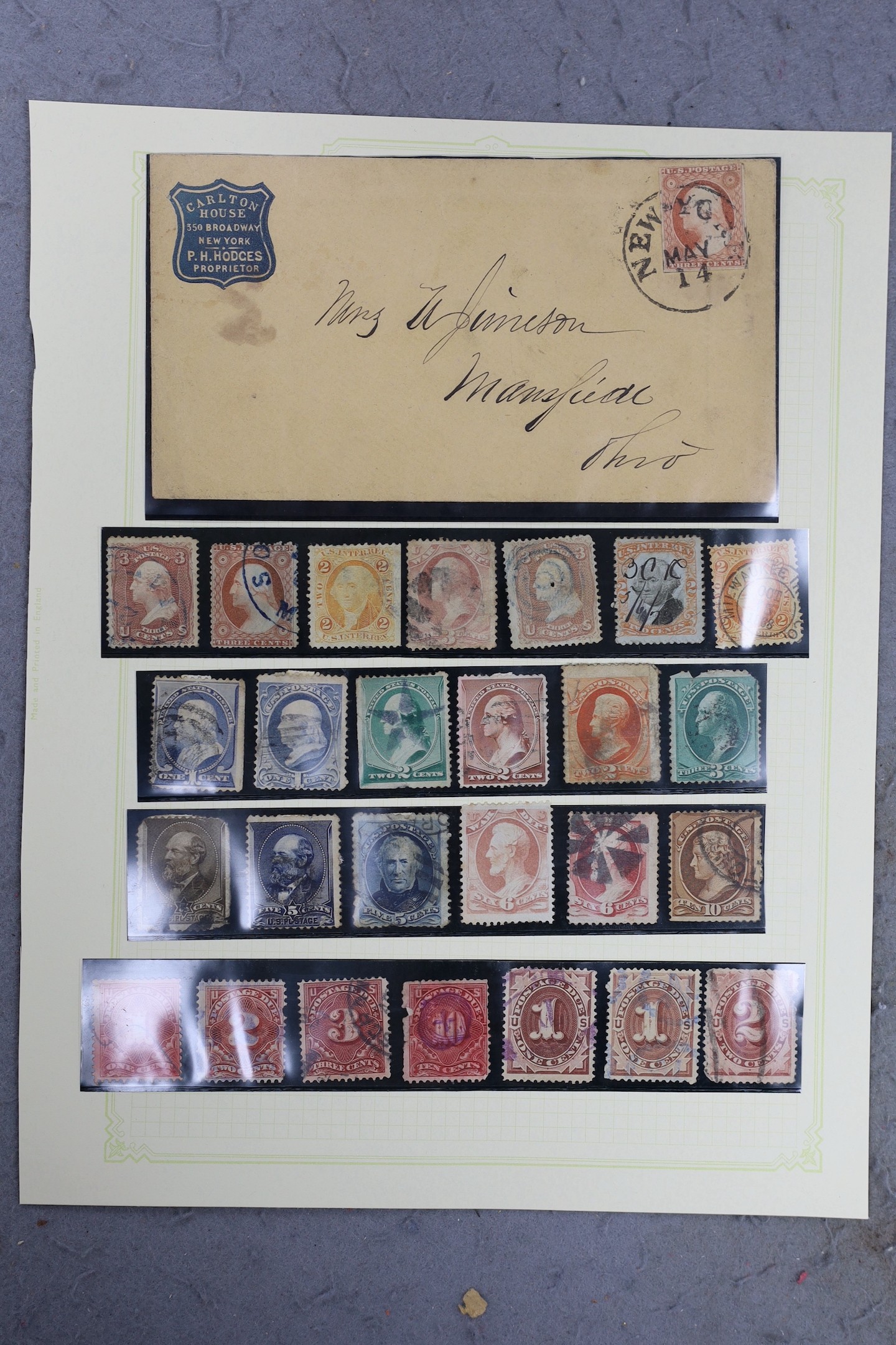 A collection of early American stamps